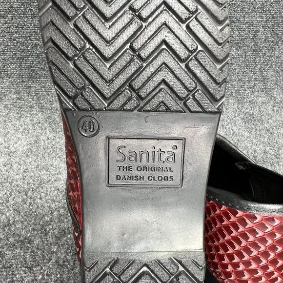Sanita Clogs Women's SIze 9 Red Snakeskin Embossed Leather Slip On Shoe Loafers - Picture 12 of 12
